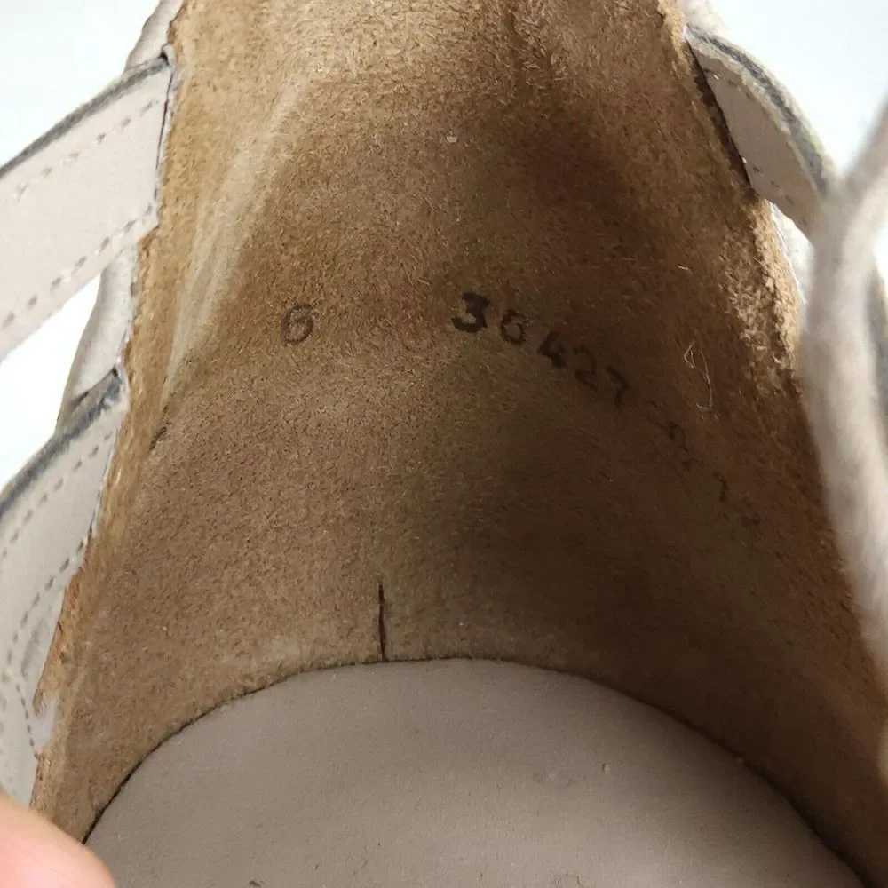 Paul Green Women's Morea US 8,5 Uk 6 Leather Metallic Taupe Lace-Up Sandals